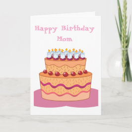 Verjaardagskaart voor moeder met cake gevouwen wen kaart