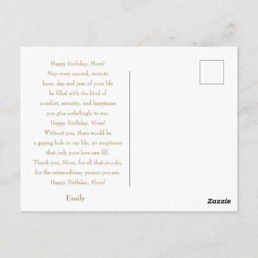 Verjaardagskaart voor Moeder met Foto Briefkaart (Achterkant)