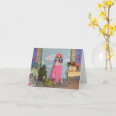 Verjaardagskaart voor moeder met foto van hond in  kaart (Gele Bloem)