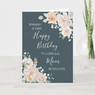 Verjaardagskaart voor moeder met vintage bloemen bedankkaart