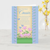 Verjaardagskaart voor neef bloemen en vlinders kaart (Gele Bloem)