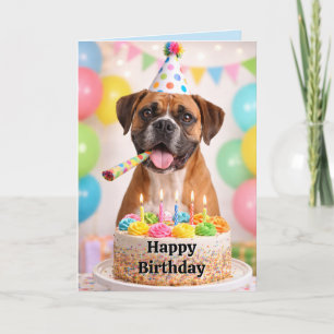 Verjaardagskaart voor neef met cute Boxer Hond Feestdagen Kaart