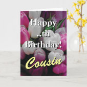 Verjaardagskaart voor neef | roze tulpenbloemenboe kaart (Gele Bloem)