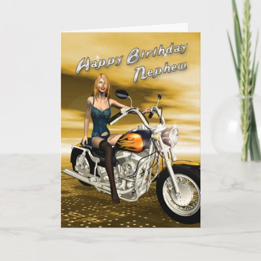 Verjaardagskaart voor neefje met motor kaart (Voorkant)