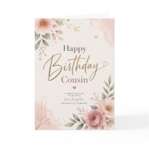 Verjaardagskaart voor nichtje met elegante bloemen
