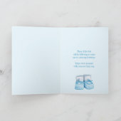 Verjaardagskaart voor nieuwe babyjongen kaart (Binnen)
