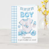 Verjaardagskaart voor nieuwe babyjongen kaart (Gele Bloem)