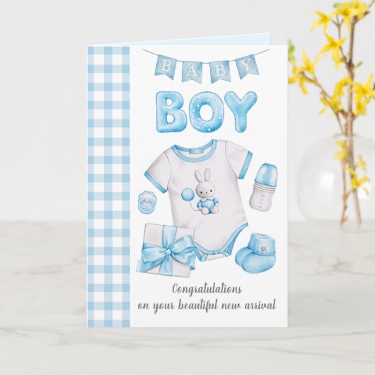 Verjaardagskaart voor nieuwe babyjongen kaart (Gele Bloem)