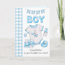 Verjaardagskaart voor nieuwe babyjongen