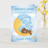 Verjaardagskaart voor nieuwe babyjongen kaart (Gele Bloem)