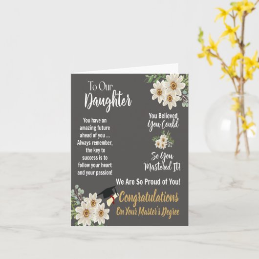 Verjaardagskaart voor onze dochter met een masterd kaart (Gele Bloem)