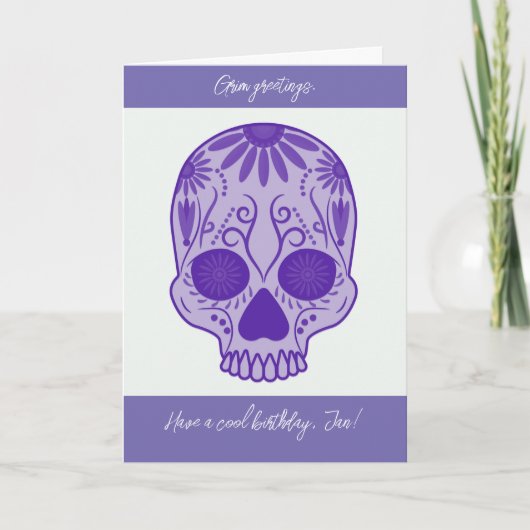 verjaardagskaart voor Paarse suikerschedel Kaart (Voorkant)