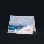 Verjaardagskaart voor papa kaart<br><div class="desc">Een zeiljacht over de oceaan met spetterende golven. Een leuk verjaardagskaartje voor een vader. Een kaart voor iedereen die van boten en de oceaan houdt. Het interne bericht kan worden gewijzigd naar uw vereisten.</div>