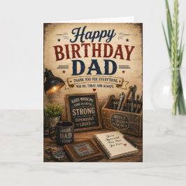 Verjaardagskaart voor papa Rustic Workshop Kaart