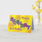 Verjaardagskaart voor peettante met bloementekst kaart (Gele Bloem)
