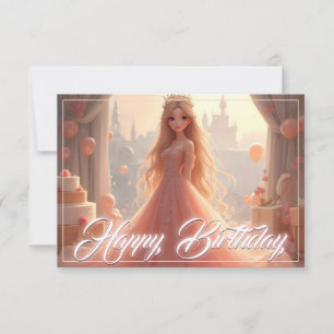 Verjaardagskaart voor prinsessen in roze