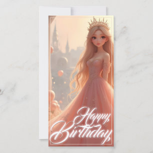 Verjaardagskaart voor prinsessen in roze