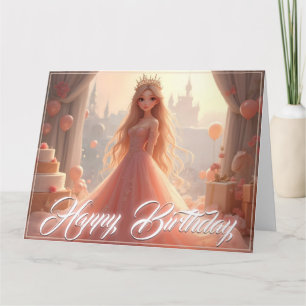 Verjaardagskaart voor prinsessen in roze kaart