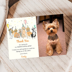 Verjaardagskaart voor puppyhondje bedankt kaart