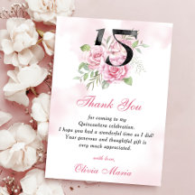 Verjaardagskaart voor Quinceanera met bloemen voor
