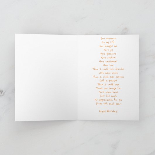 Verjaardagskaart voor romantische partner kaart (Binnen)