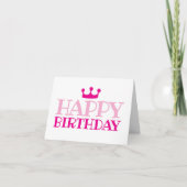 Verjaardagskaart voor Roze Prinses Meisje Vouwkaar Kaart (Voorkant)