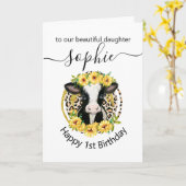 verjaardagskaart voor schattige koeien kaart (Gele Bloem)