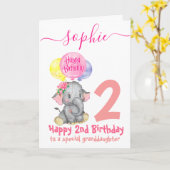 verjaardagskaart voor schattige olifant kaart (Gele Bloem)