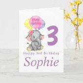 verjaardagskaart voor schattige olifant kaart (Gele Bloem)