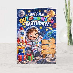 Verjaardagskaart voor Space Explorer Kids Persoo Kaart