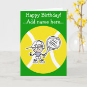 Verjaardagskaart voor tennissers kinder kaart (Gele Bloem)