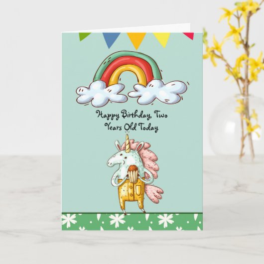 Verjaardagskaart voor twee jaar oud, of andere lee kaart (Gele Bloem)