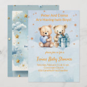 Verjaardagskaart voor tweeling baby jongens kaart (Voorkant / Achterkant)