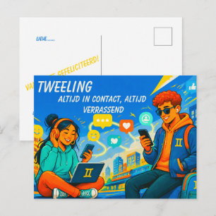 Verjaardagskaart voor Tweeling voor [Haar/Hem] Briefkaart