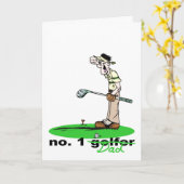 Verjaardagskaart voor vader als no. 1 golfer kaart (Gele Bloem)