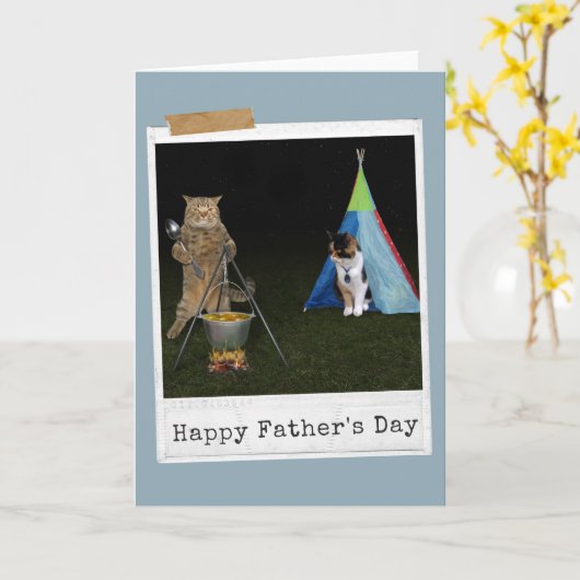 Verjaardagskaart voor vader met gelukkige campingk kaart (Gele Bloem)