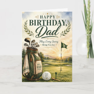 Verjaardagskaart voor vader met vintage fairway go kaart