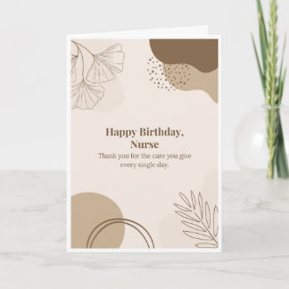 Verjaardagskaart voor verpleegster met Boho blad Kaart