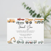 Verjaardagskaart voor vervoer stadswagen dank je bedankkaart (Staand voorkant)