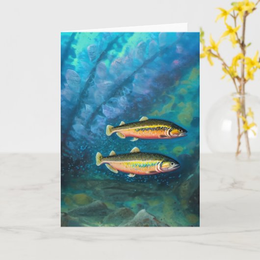 Verjaardagskaart voor Visliefhebbers Kaart (Gele Bloem)