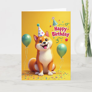 Verjaardagskaart voor vos-hond feestje kaart
