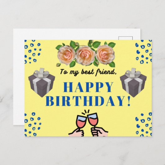 Verjaardagskaart voor vriend feestdagenkaart (Voorkant / Achterkant)