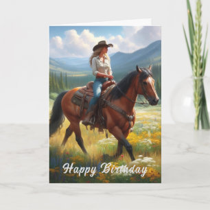 Verjaardagskaart voor Westerse Cowgirl Kaart