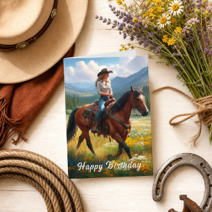 Verjaardagskaart voor Westerse Cowgirl Kaart