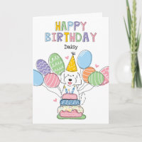 Verjaardagskaart voor witte Goldendoodle hond