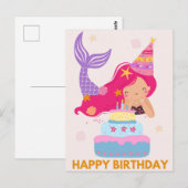 Verjaardagskaart voor zeemeermin briefkaart (Voorkant / Achterkant)