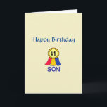 Verjaardagskaart voor zoon kaart<br><div class="desc">Lintmotief Nummer 1 Zoon op deze christelijke verjaardagskaart voor hem! Inclusief Bijbeltekst (Numeri 6:24-26 NKJV) en tekst binnenin.</div>