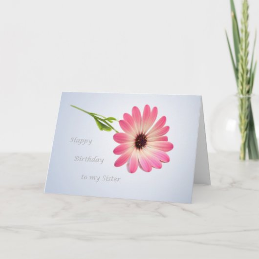 Verjaardagskaart voor Zuster - roze madeliefje Kaart (Voorkant)