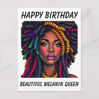Verjaardagskaart voor zwarte melanine vrouw briefkaart
