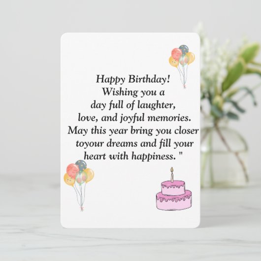Verjaardagskaart - Vrolijke Wensen, Ballonnen & C Kaart (Staand voorkant)